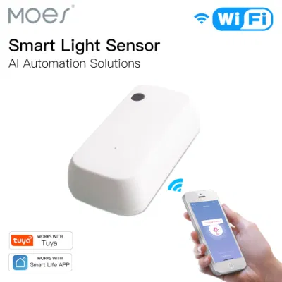 WiFi Smart Light Sensor Iluminação Sensor Detector para Ai Automation 1000lux 12V Max Tuya Smart Life APP Controle remoto sem fio Moes Alexa